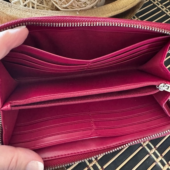 Coach Tan and Raspberry Pink Zip-Around Wallet - Picture 4 of 6
